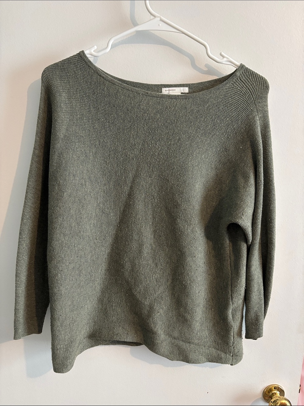 H&M Olive Green Boatneck Lightweight Knit Sweater